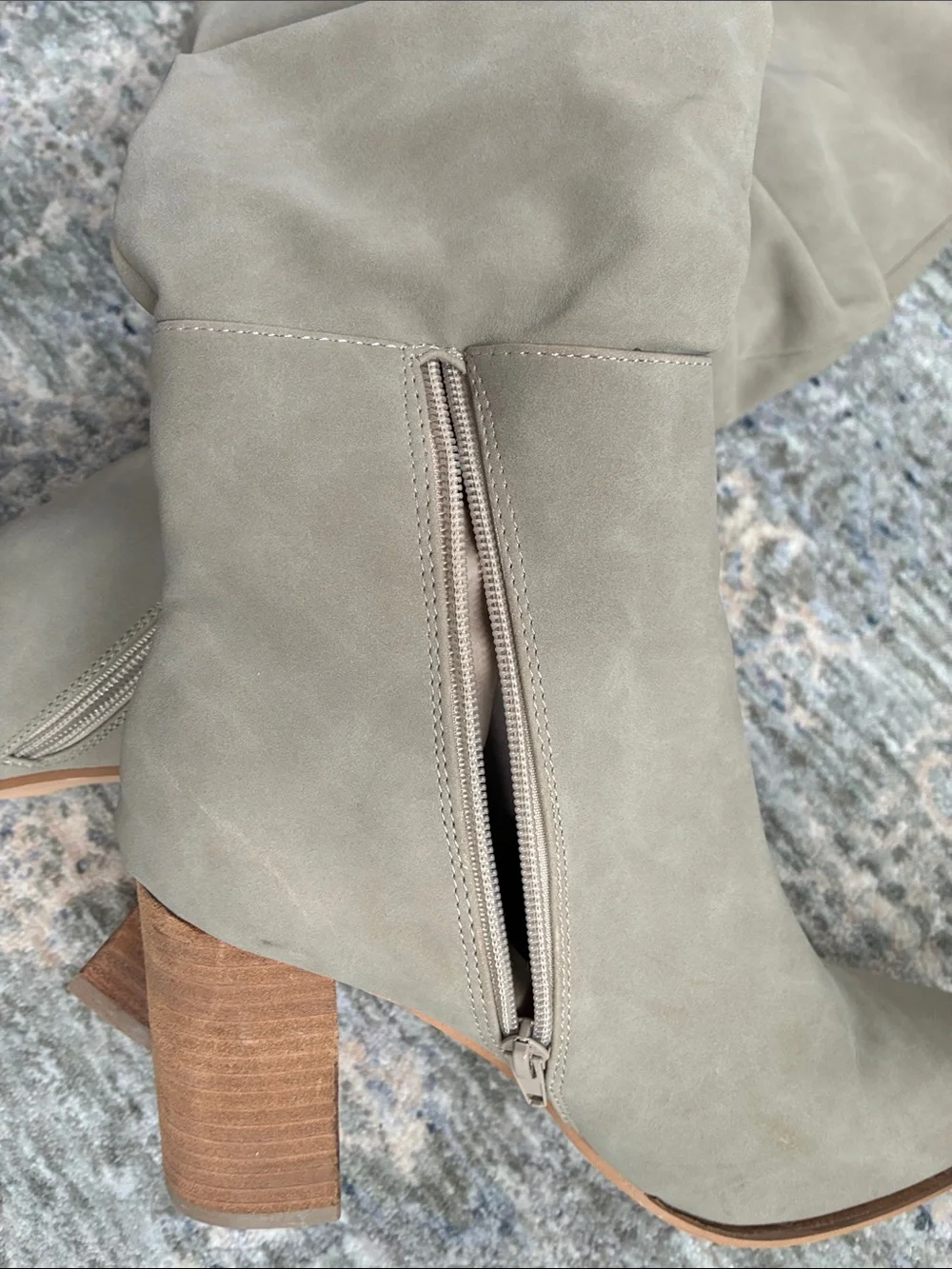 Ccocci Tall Slouchy Knee-High Boots in Taupe w/ Stacked Wood Heel 8